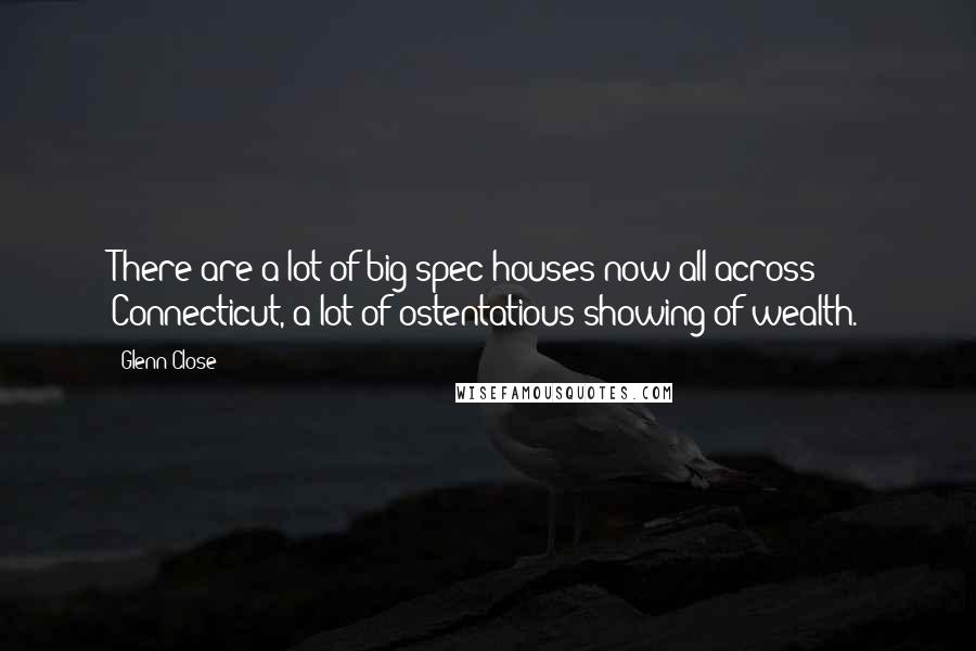 Glenn Close Quotes: There are a lot of big spec houses now all across Connecticut, a lot of ostentatious showing of wealth.