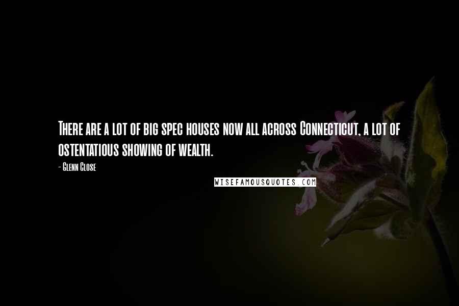 Glenn Close Quotes: There are a lot of big spec houses now all across Connecticut, a lot of ostentatious showing of wealth.