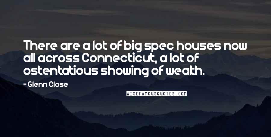 Glenn Close Quotes: There are a lot of big spec houses now all across Connecticut, a lot of ostentatious showing of wealth.