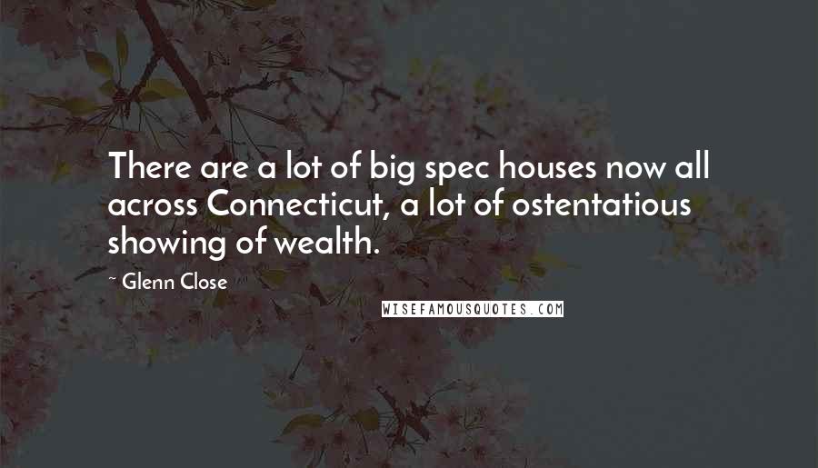 Glenn Close Quotes: There are a lot of big spec houses now all across Connecticut, a lot of ostentatious showing of wealth.