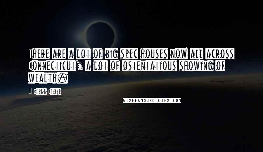 Glenn Close Quotes: There are a lot of big spec houses now all across Connecticut, a lot of ostentatious showing of wealth.