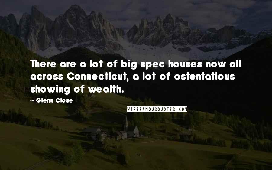 Glenn Close Quotes: There are a lot of big spec houses now all across Connecticut, a lot of ostentatious showing of wealth.