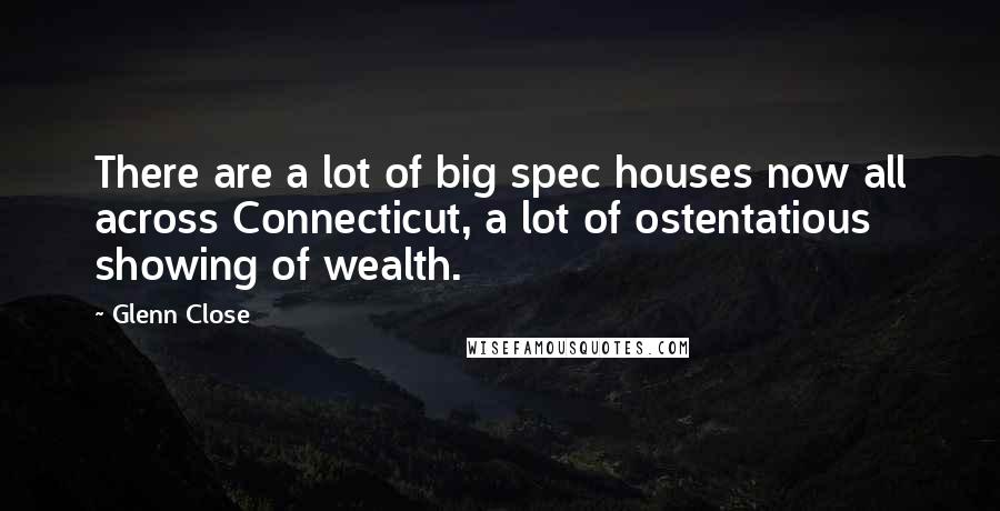 Glenn Close Quotes: There are a lot of big spec houses now all across Connecticut, a lot of ostentatious showing of wealth.