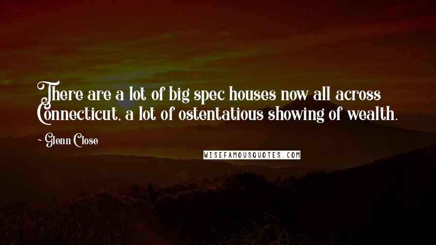 Glenn Close Quotes: There are a lot of big spec houses now all across Connecticut, a lot of ostentatious showing of wealth.