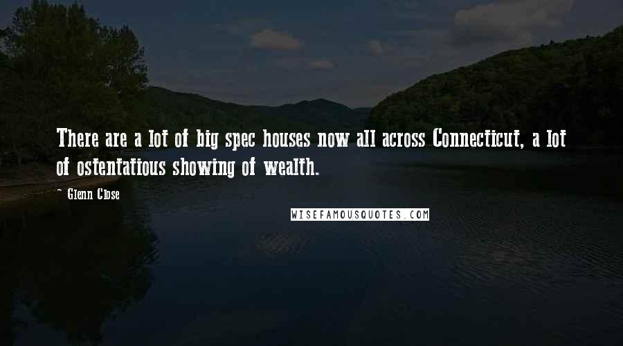 Glenn Close Quotes: There are a lot of big spec houses now all across Connecticut, a lot of ostentatious showing of wealth.