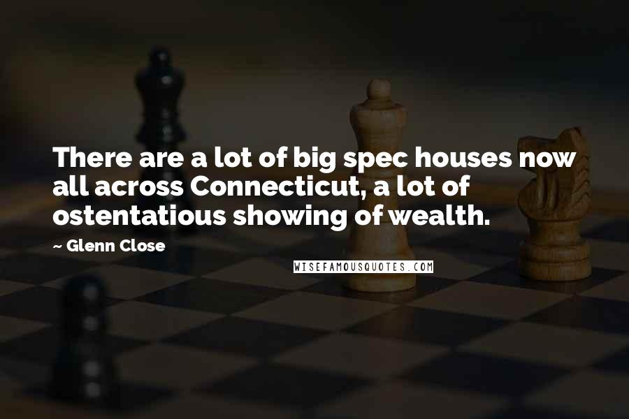 Glenn Close Quotes: There are a lot of big spec houses now all across Connecticut, a lot of ostentatious showing of wealth.