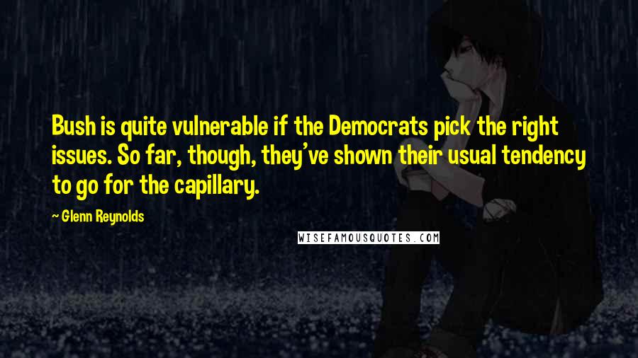 Glenn Reynolds Quotes: Bush is quite vulnerable if the Democrats pick the right issues. So far, though, they've shown their usual tendency to go for the capillary.