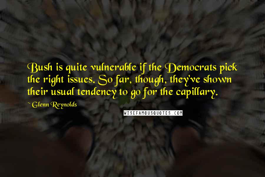 Glenn Reynolds Quotes: Bush is quite vulnerable if the Democrats pick the right issues. So far, though, they've shown their usual tendency to go for the capillary.