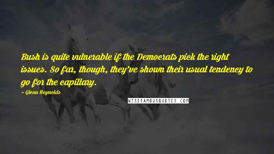 Glenn Reynolds Quotes: Bush is quite vulnerable if the Democrats pick the right issues. So far, though, they've shown their usual tendency to go for the capillary.