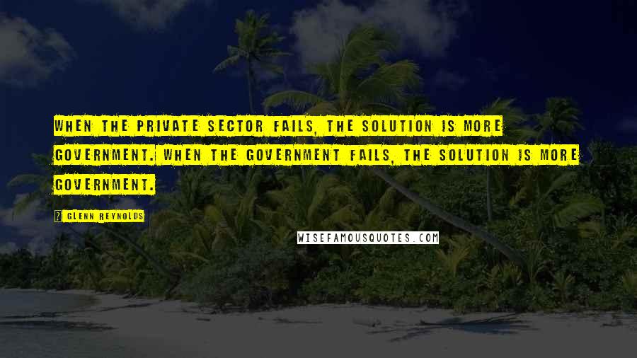 Glenn Reynolds Quotes: When the private sector fails, the solution is more government. When the government fails, the solution is more government.