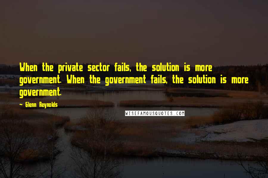 Glenn Reynolds Quotes: When the private sector fails, the solution is more government. When the government fails, the solution is more government.