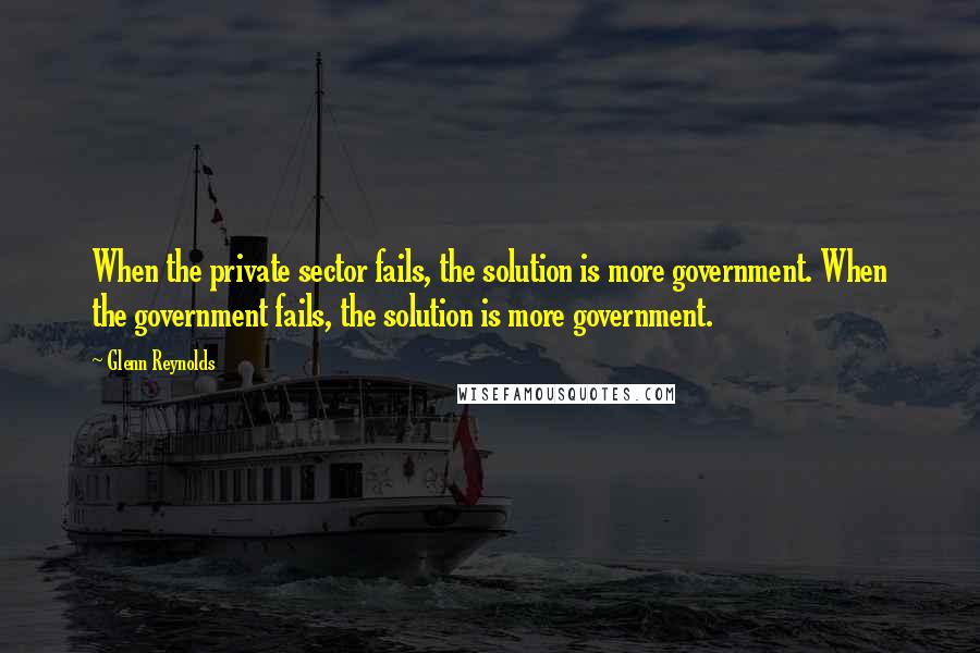 Glenn Reynolds Quotes: When the private sector fails, the solution is more government. When the government fails, the solution is more government.