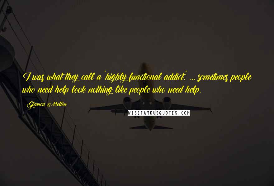 Glennon Melton Quotes: I was what they call a 'highly functional addict.' ... sometimes people who need help look nothing like people who need help.