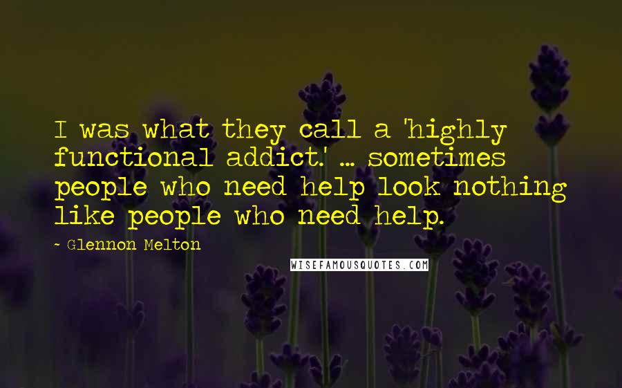 Glennon Melton Quotes: I was what they call a 'highly functional addict.' ... sometimes people who need help look nothing like people who need help.