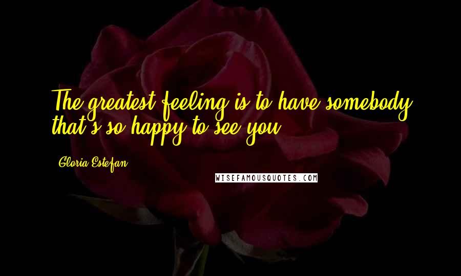 Gloria Estefan Quotes: The greatest feeling is to have somebody that's so happy to see you.