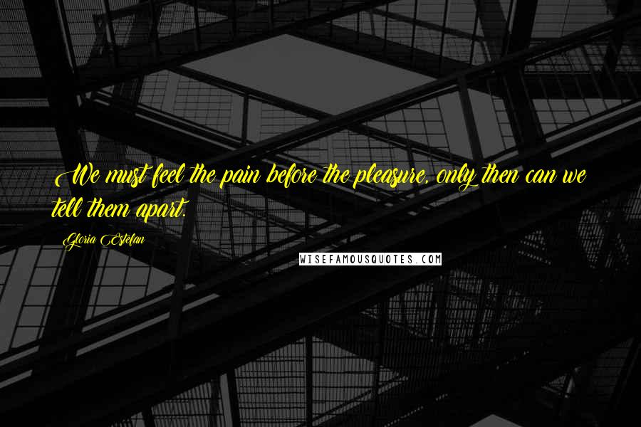 Gloria Estefan Quotes: We must feel the pain before the pleasure, only then can we tell them apart.