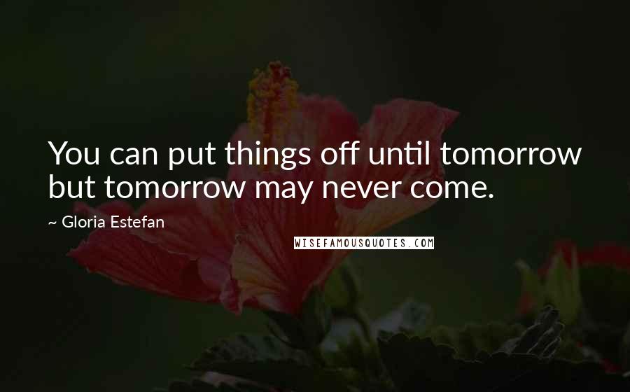 Gloria Estefan Quotes: You can put things off until tomorrow but tomorrow may never come.