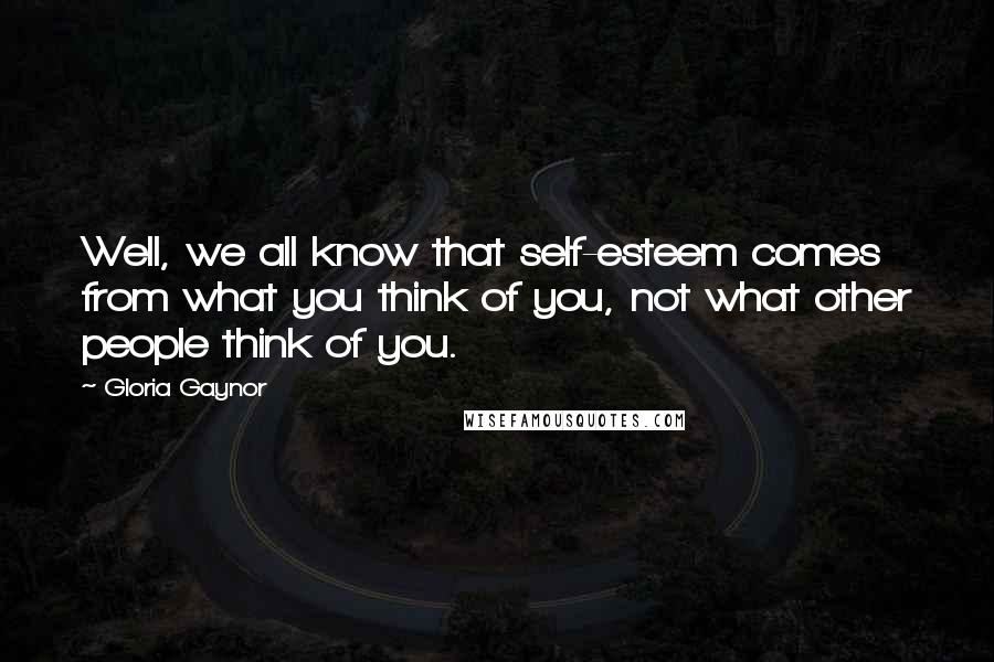 Gloria Gaynor Quotes: Well, we all know that self-esteem comes from what you think of you, not what other people think of you.