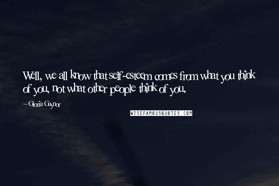 Gloria Gaynor Quotes: Well, we all know that self-esteem comes from what you think of you, not what other people think of you.