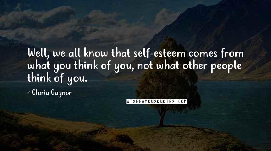 Gloria Gaynor Quotes: Well, we all know that self-esteem comes from what you think of you, not what other people think of you.