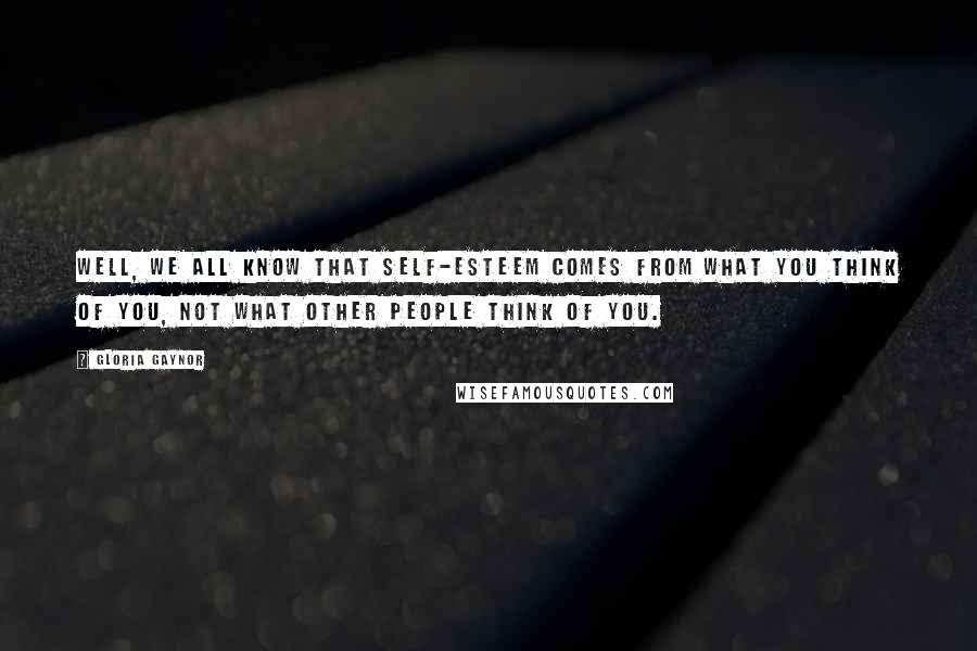 Gloria Gaynor Quotes: Well, we all know that self-esteem comes from what you think of you, not what other people think of you.