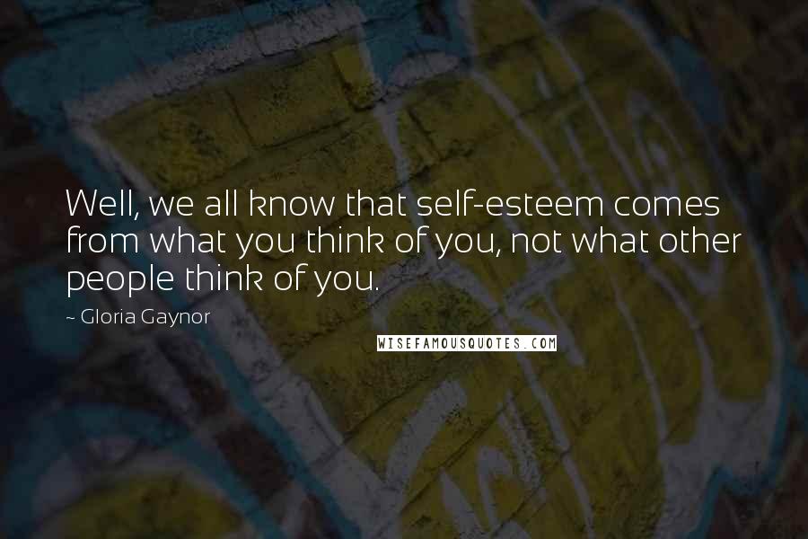 Gloria Gaynor Quotes: Well, we all know that self-esteem comes from what you think of you, not what other people think of you.