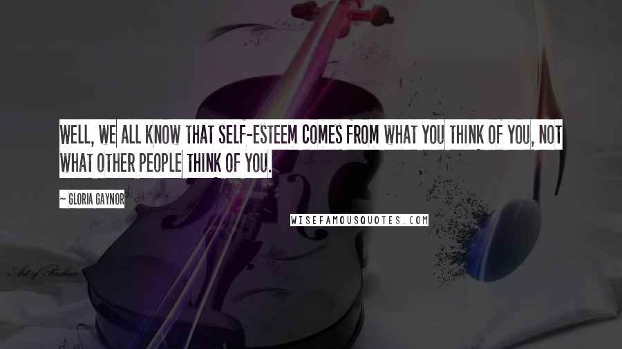 Gloria Gaynor Quotes: Well, we all know that self-esteem comes from what you think of you, not what other people think of you.