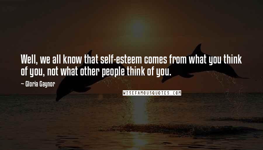 Gloria Gaynor Quotes: Well, we all know that self-esteem comes from what you think of you, not what other people think of you.