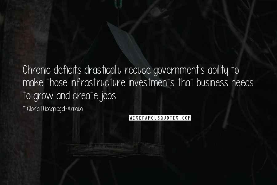 Gloria Macapagal-Arroyo Quotes: Chronic deficits drastically reduce government's ability to make those infrastructure investments that business needs to grow and create jobs.