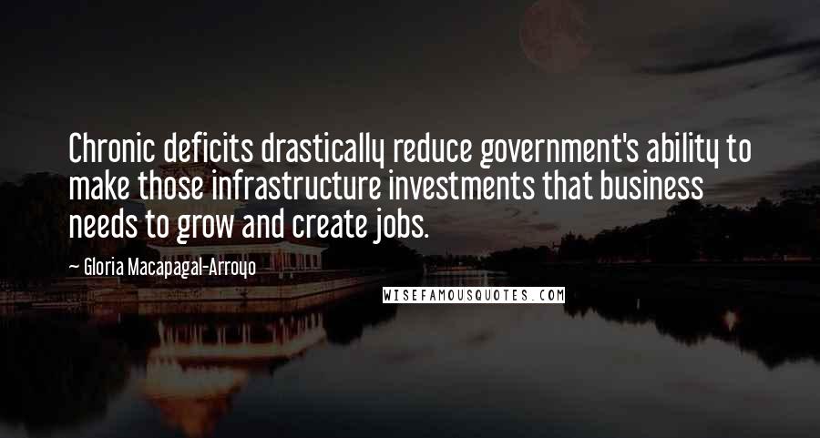 Gloria Macapagal-Arroyo Quotes: Chronic deficits drastically reduce government's ability to make those infrastructure investments that business needs to grow and create jobs.