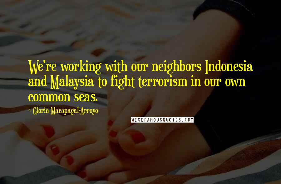 Gloria Macapagal-Arroyo Quotes: We're working with our neighbors Indonesia and Malaysia to fight terrorism in our own common seas.