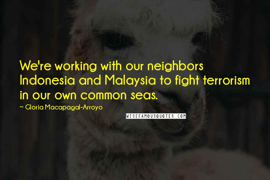 Gloria Macapagal-Arroyo Quotes: We're working with our neighbors Indonesia and Malaysia to fight terrorism in our own common seas.