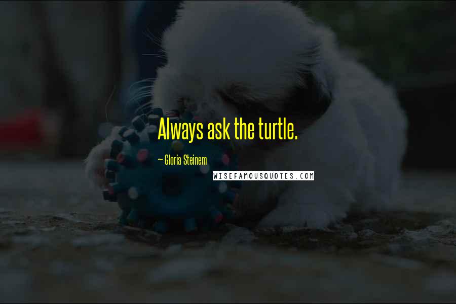 Gloria Steinem Quotes: Always ask the turtle.