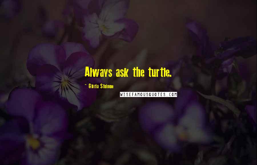 Gloria Steinem Quotes: Always ask the turtle.