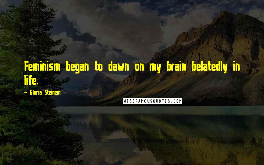 Gloria Steinem Quotes: Feminism began to dawn on my brain belatedly in life.