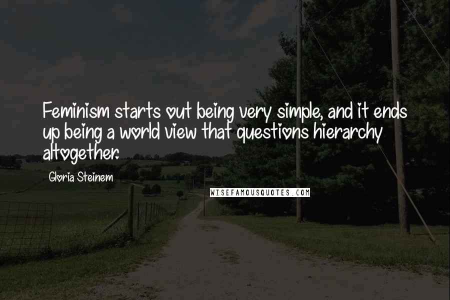 Gloria Steinem Quotes: Feminism starts out being very simple, and it ends up being a world view that questions hierarchy altogether.