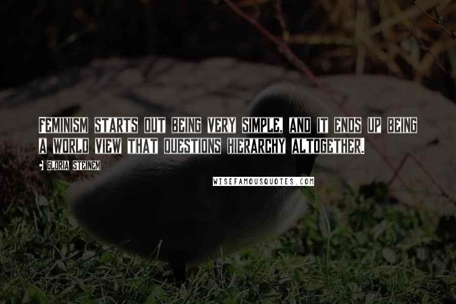 Gloria Steinem Quotes: Feminism starts out being very simple, and it ends up being a world view that questions hierarchy altogether.