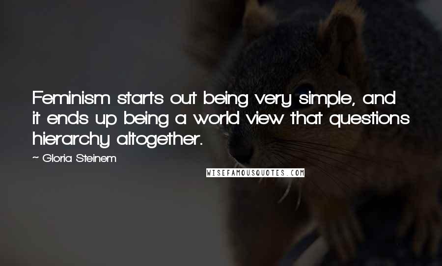 Gloria Steinem Quotes: Feminism starts out being very simple, and it ends up being a world view that questions hierarchy altogether.