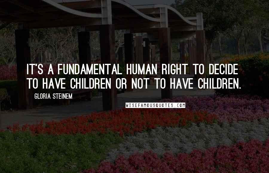 Gloria Steinem Quotes: It's a fundamental human right to decide to have children or not to have children.