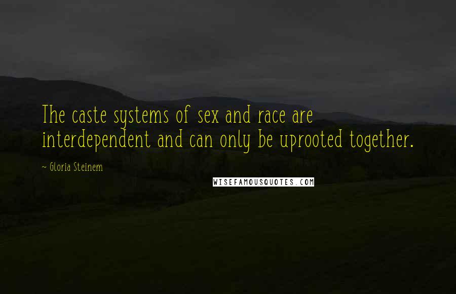 Gloria Steinem Quotes: The caste systems of sex and race are interdependent and can only be uprooted together.