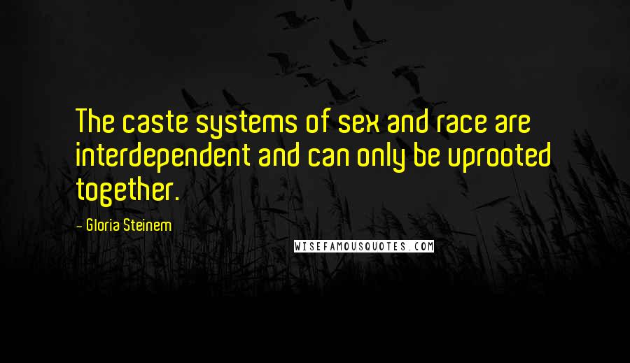 Gloria Steinem Quotes: The caste systems of sex and race are interdependent and can only be uprooted together.