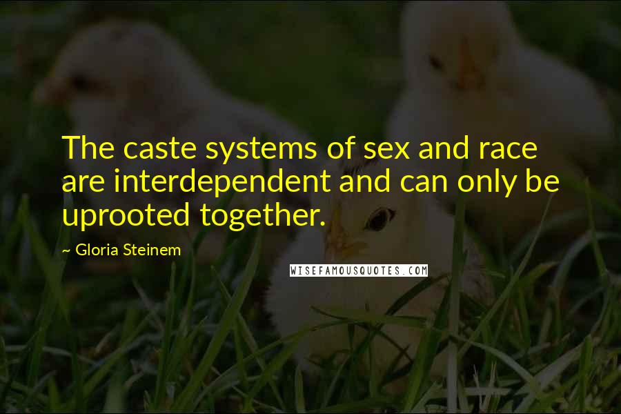 Gloria Steinem Quotes: The caste systems of sex and race are interdependent and can only be uprooted together.