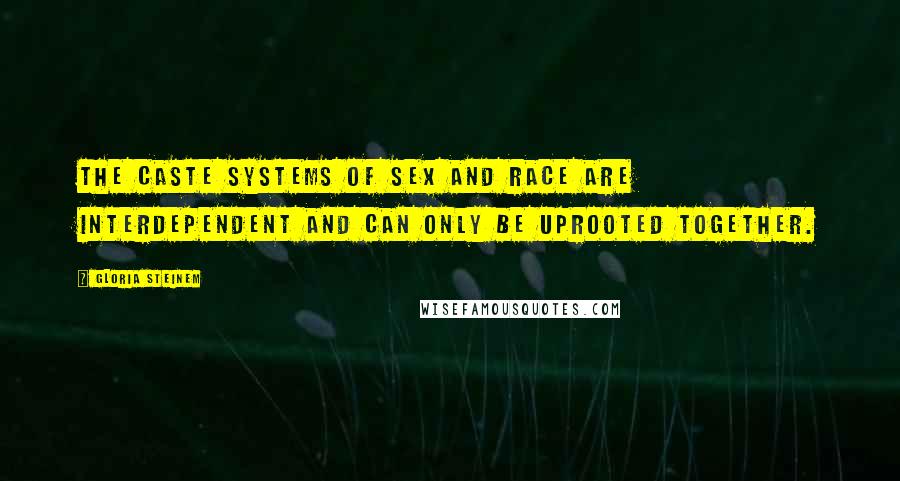 Gloria Steinem Quotes: The caste systems of sex and race are interdependent and can only be uprooted together.