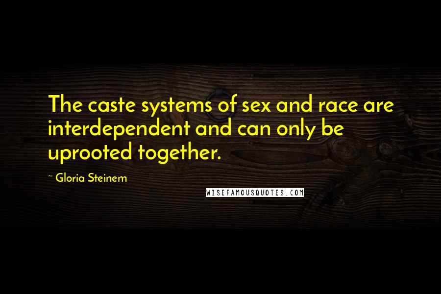 Gloria Steinem Quotes: The caste systems of sex and race are interdependent and can only be uprooted together.