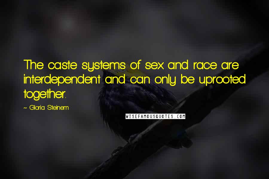 Gloria Steinem Quotes: The caste systems of sex and race are interdependent and can only be uprooted together.