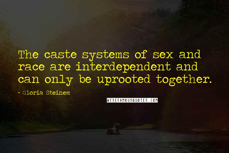 Gloria Steinem Quotes: The caste systems of sex and race are interdependent and can only be uprooted together.