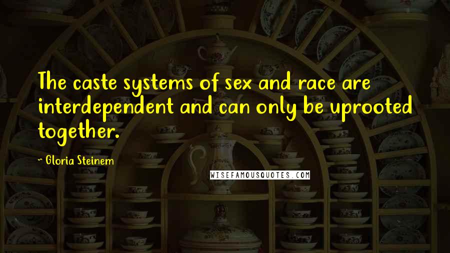 Gloria Steinem Quotes: The caste systems of sex and race are interdependent and can only be uprooted together.