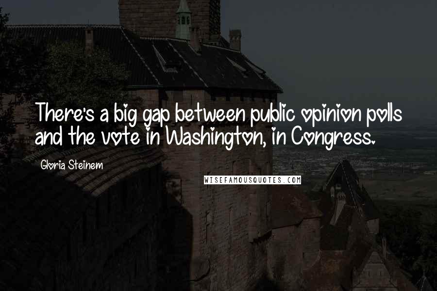 Gloria Steinem Quotes: There's a big gap between public opinion polls and the vote in Washington, in Congress.