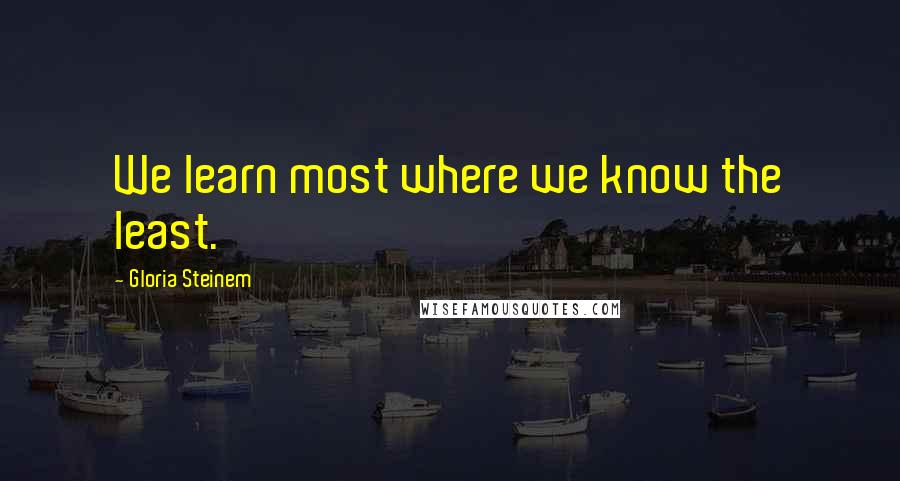 Gloria Steinem Quotes: We learn most where we know the least.