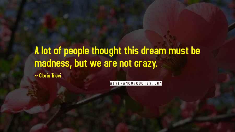 Gloria Trevi Quotes: A lot of people thought this dream must be madness, but we are not crazy.